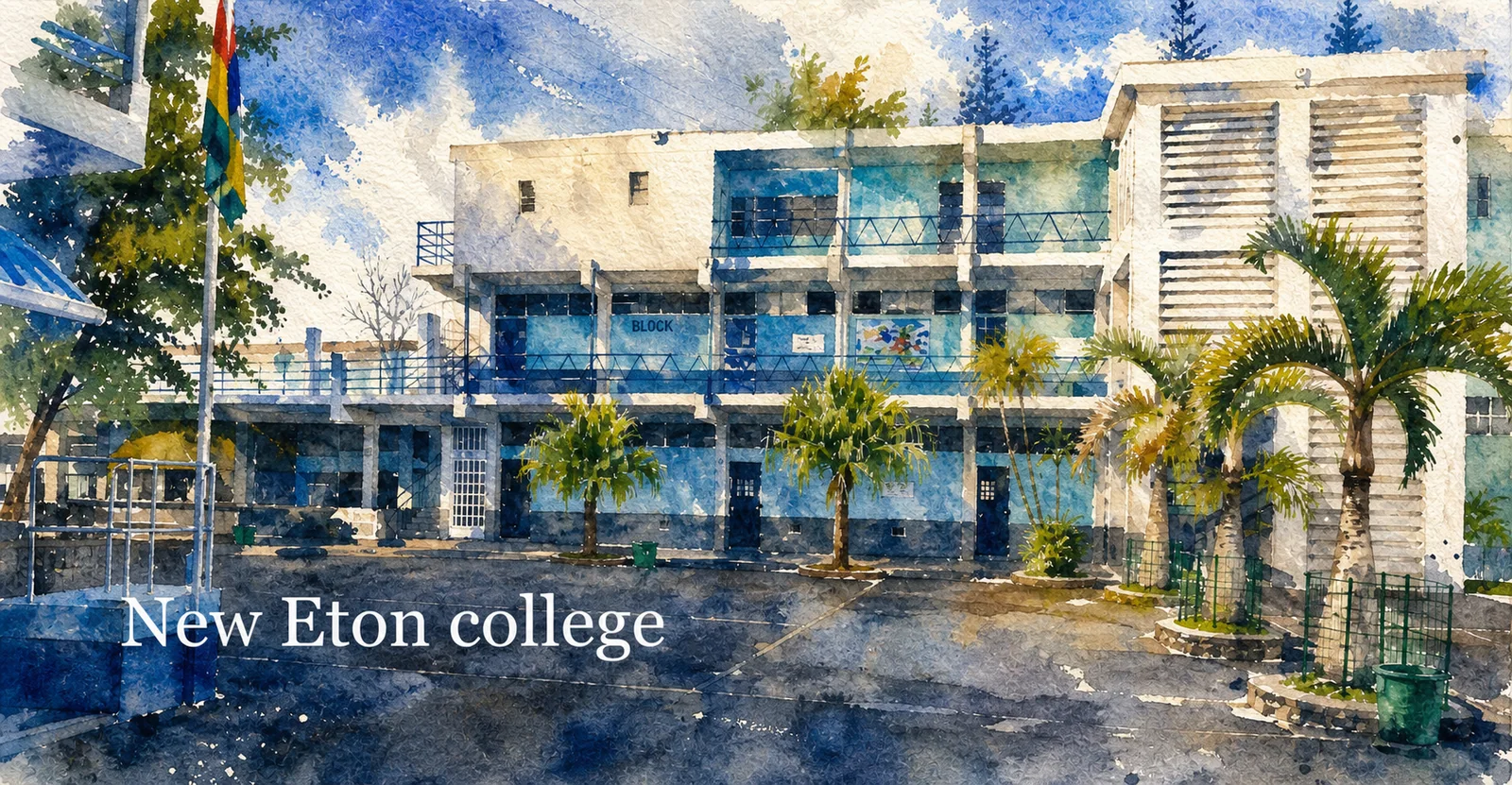 Watercolour painting of New Eton College in Rose Hill