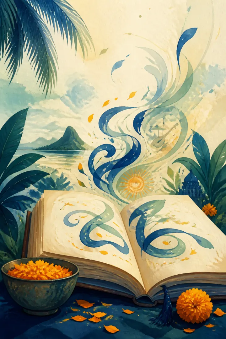 Painted artwork representing Hindi